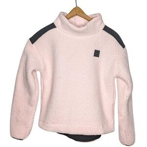 Under Armour Womens Sherpa Fleece Mock Neck Pullover Pink Black 1366951 XS